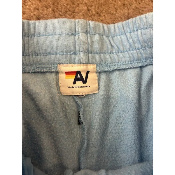 Aviator Nation Lounger Shorts Logo Embroidered Sky Blue Preppy Beach Summer - Image 4