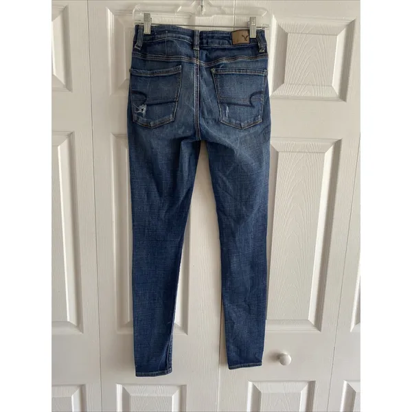 American Eagle Hi-Rise Jegging Womens Size 2 Blue Distressed Ripped Denim Cotton - Image 7