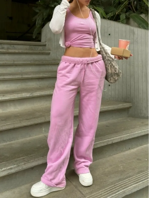 Alo Accolade Straight Leg Sweatpants Candy Heart Pink High-Rise Waist Joggers S - Image 8