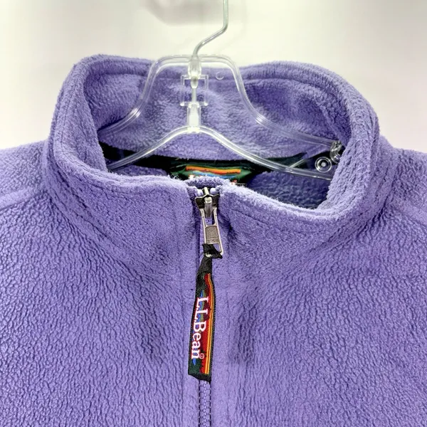 LL Bean Women Purple /Lilac FleeceJacket cinch at waist pockets mock neck Large - Image 3