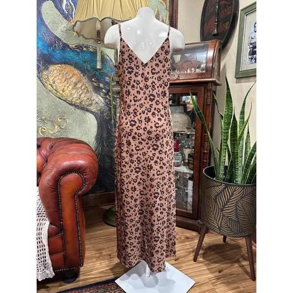 A New Day Leopard Print Satin Slip Dress Size Medium - Image 5