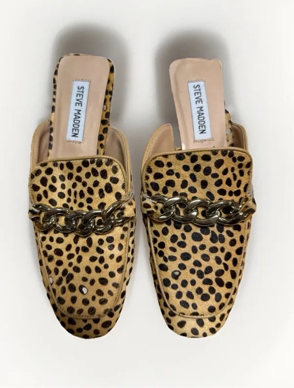 Steve Madden calf hair animal print mules slides - Image 2