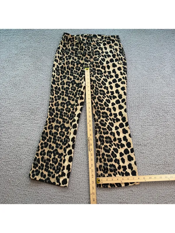Zara Leopard Print Flare Pants Women M Animal Print Stretch Bootcut Trousers - Image 4