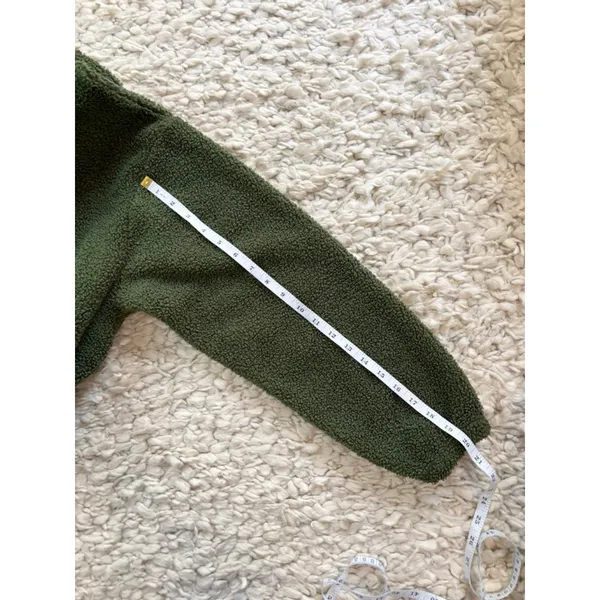 Women's Goumi Green Fleece Quarter-Zip Sweatshirt XS Sherpa Pockets - Image 5