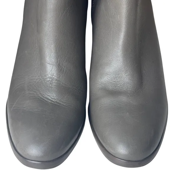 Antonio Melani‎ Grey Leather Over The Knee Mob Wife Boots 6M Chunky Heel Matrix - Image 7