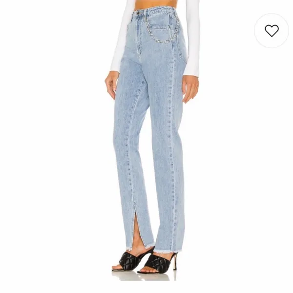 Weworewhat High Rise Slit Hem Denim Light Wash Blue Jeans 25 - Image 2
