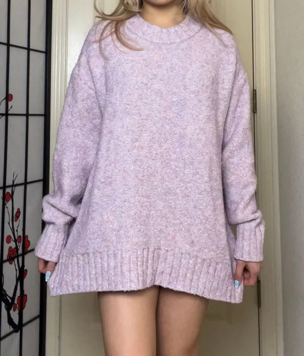 Old Navy Soft Pink Oversized Cozy Crew-Neck Sweater Dress - Image 3