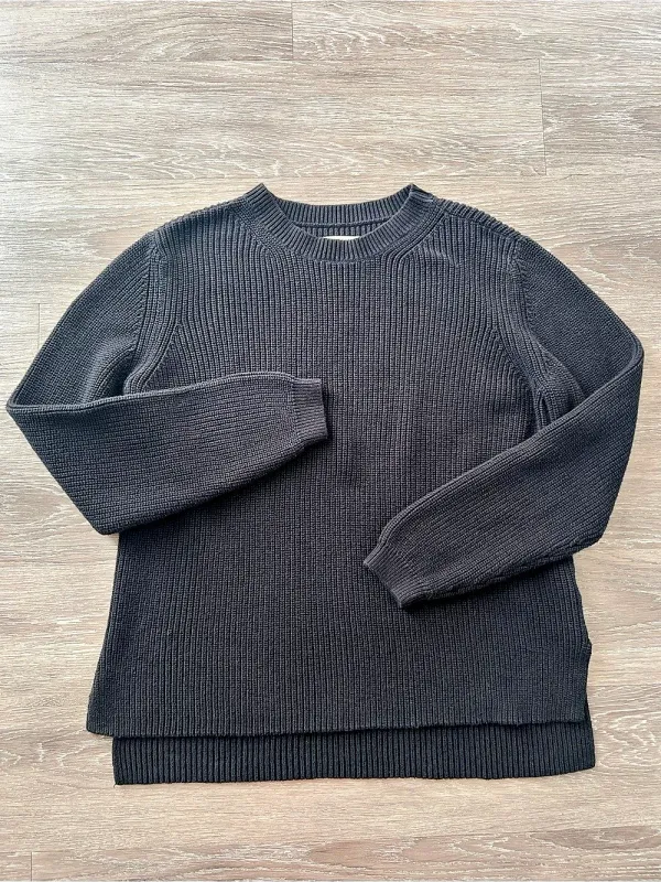 Goodthreads Women’s L Black 100% Cotton Shaker Knit Crewneck Sweater - Image 2
