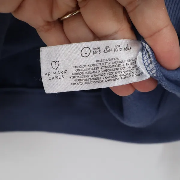 Primark Hoodie Womens L Cares Full Zip Blue Fleece Long Sleeve Excellent - Image 3