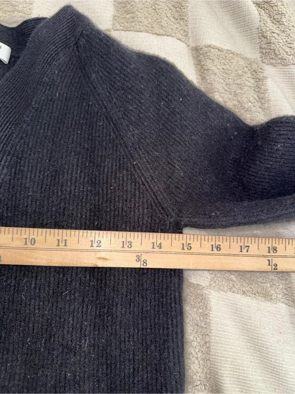 Babaton Black Chunky Wool Blend Button-Front Cardigan XS - Image 2
