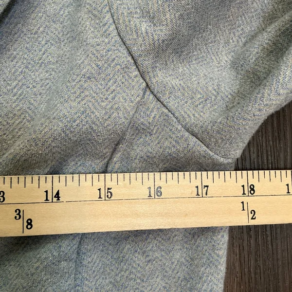 LL Bean Herringbone Knit Blazer Light Blue Grey Cotton Jacket S Regular 290573 - Image 3