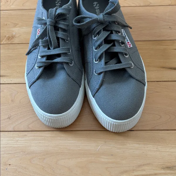 Superga Gray Canvas Platform Sneakers - Image 4