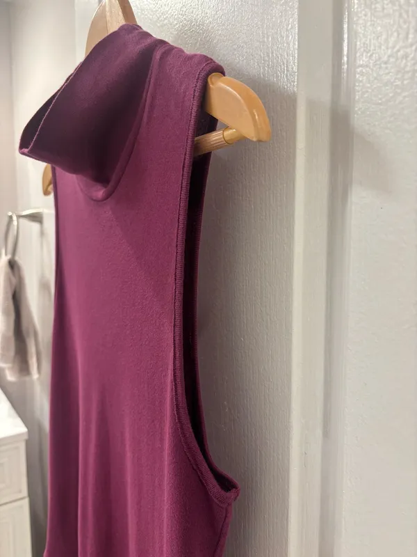 Vintage 90s Free People Topanga Cowl Neck Plum Muscle Tee Tunic Boho Slouchy Fit S - Image 3