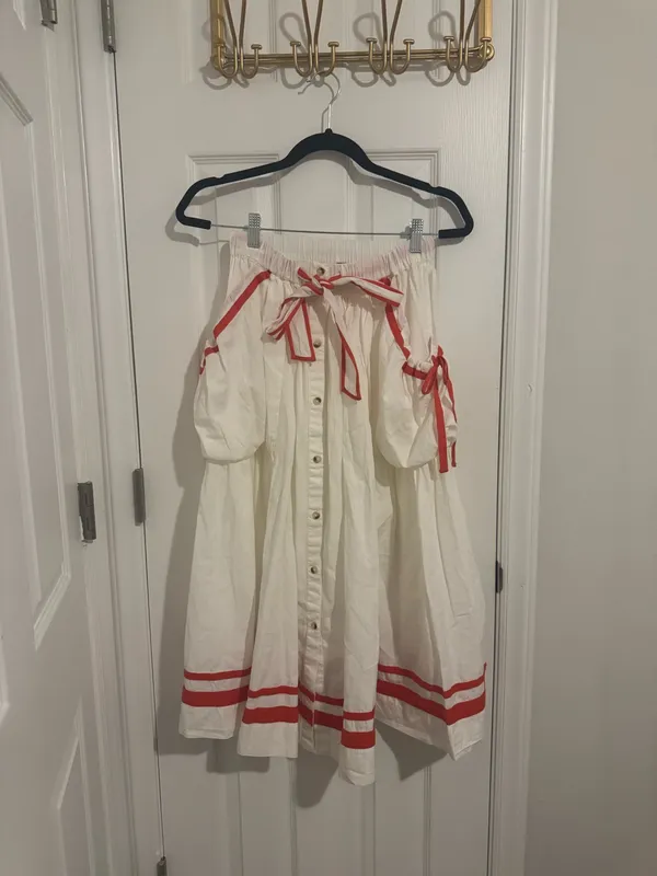 Free People 2pc Fischer White/Red Striped Crop Top & Skirt Set Womens XS - Image 4