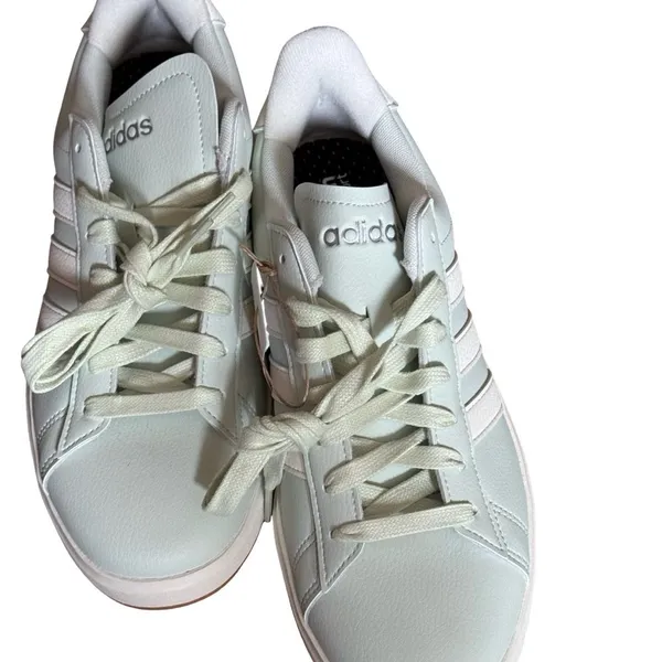 Adidas Grand Court Sneakers Women's 9 Mint Green Cream Leather NIB Shoes - Image 4