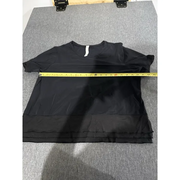 Lululemon Women Sole Training Short Sleeve Shirt Sheer With Ruffle Detail Sz 12 - Image 6