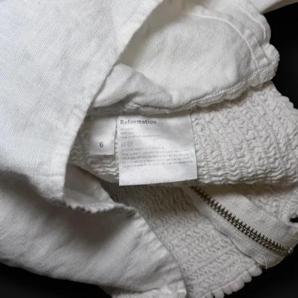 Reformation Puff Sleeve Peasant Linen Short Sleeve Top - Size 6/Small - Image 5