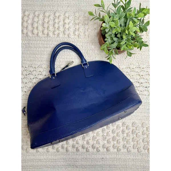 FIORE Women's Saffiano Leather Classic Dome Satchel Bag Made in Italy Navy - Image 3