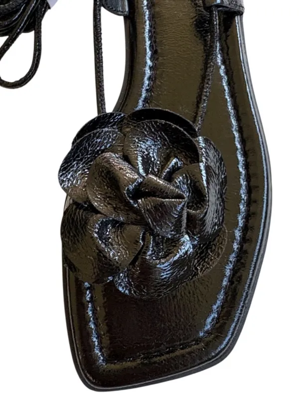NEW INC. Intl. Concepts Macy's Gilma Flower Lace-sip Sandals Black Size 7.5 - Image 4