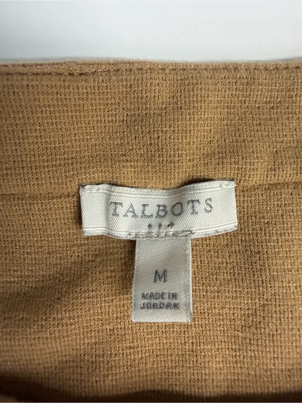 Talbots Camel tan top medium petite stretchy ribbed fall neutral minimal flawed - Image 7