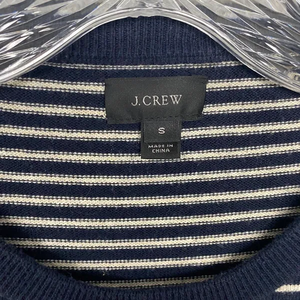 J Crew Sweater Womens Small Blue White Stripe Crew Cotton Pullover Nautical - Image 2