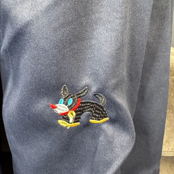 Unisex Blue Embroidered Puppy Baggy Sweatpants Y2K Wide Leg Pant Lantern Trouser - Image 9