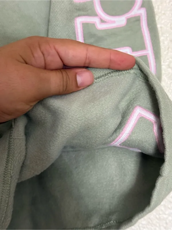 PINK Victoria's Secret Sage Green Logo Sweat Shorts Women size large - Image 8