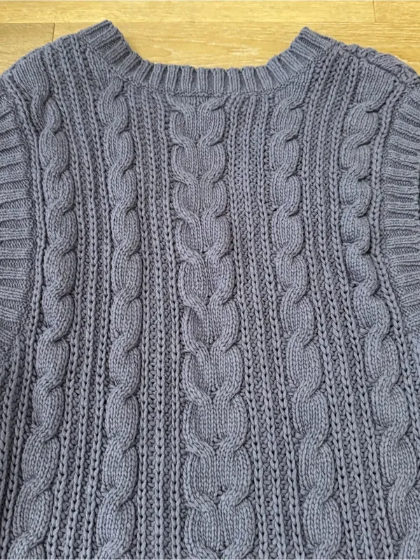 American Eagle Cable Knit V-Neck Sweater Vest - Light Blue - Image 6