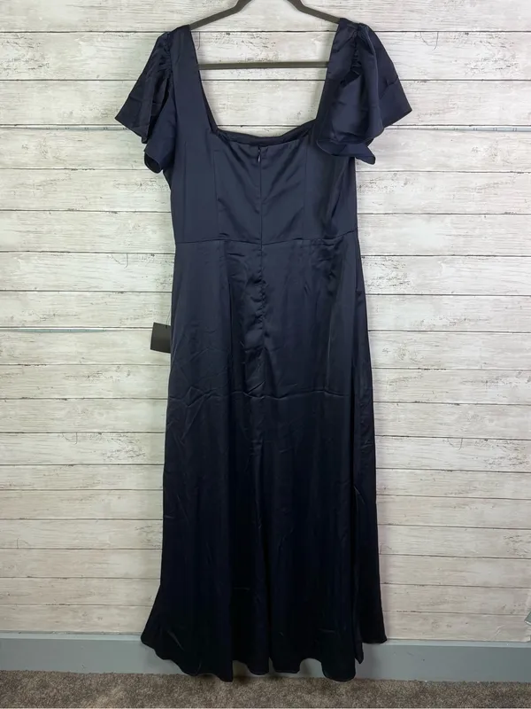 Lulus Ultimate Sweetness Navy Blue Satin Flutter Sleeve Maxi Dress Size XL - Image 6