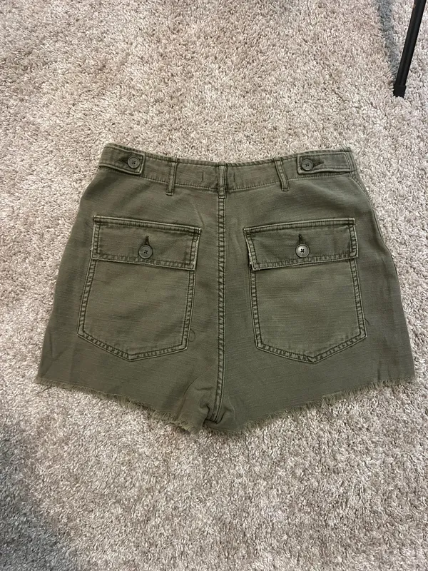 BDG Vintage Y2K Green Cargo Button Up Cut Off Shorts - Image 6