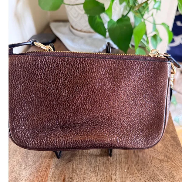 Coach Nolita 19 Studded Rivet Pebbled Leather Shoulder Bag Brown Metallic Y2K‎ - Image 2