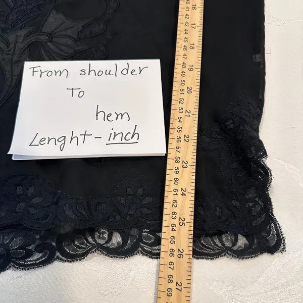 Victoria's Secret Gold Label Size‎ L Black Sheer Boudoir Top Lace Floral 1980's - Image 4