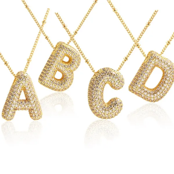 Letter H Initial Zircon Balloon Necklace Gold - Image 4