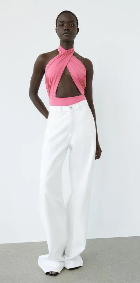 ZARA NWT Cut out Pink bodysuit. Size medium. - Image 3