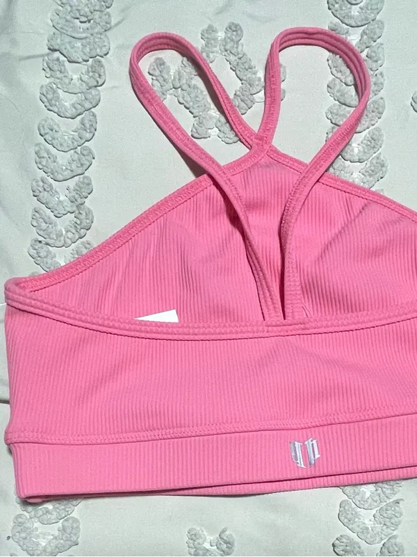 EleVen by Venus‎ Williams Pink Ribbed Double-Strap Sports Bra - Image 7