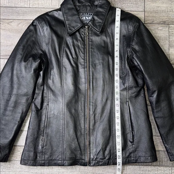 Gino Quality Leather Elegant Black Ladies Jacket Size L - Image 5