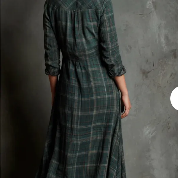 Chic Plaid Maxi Dress in Green Size L - Image 3