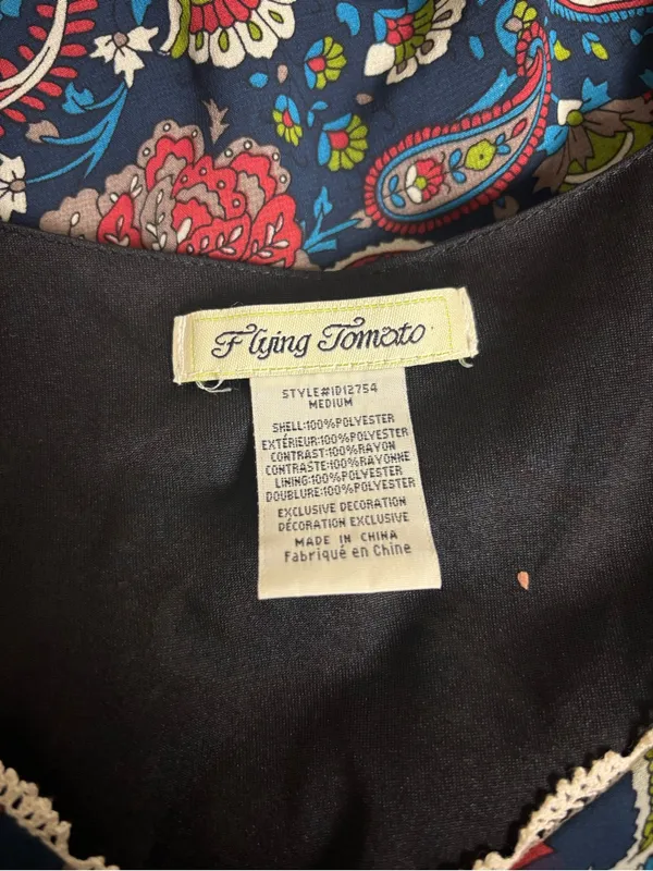 Flying Tomato Paisley Boho Babydoll Dress Size M | Embroidered Empire Waist - Image 3