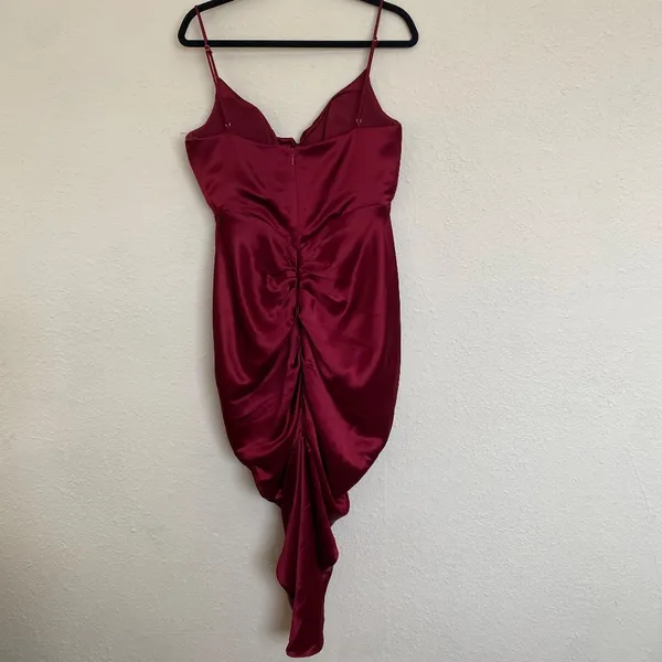 HOUSE OF CB 'Nera' Wine red Satin Draped Corset‎ Dress /Size L NWOT - Image 8