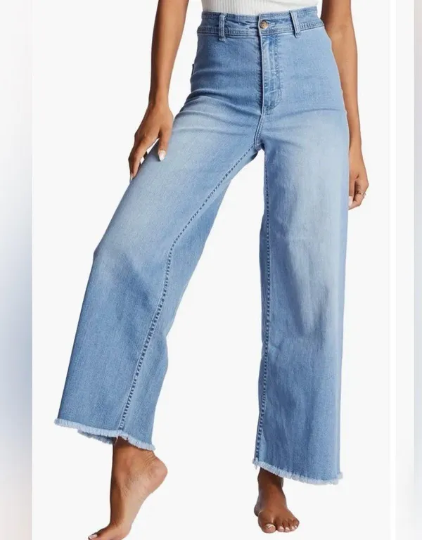 BILLA BONG Free Fall Fray Hem Stretch Wide Leg Jeans - Image 10