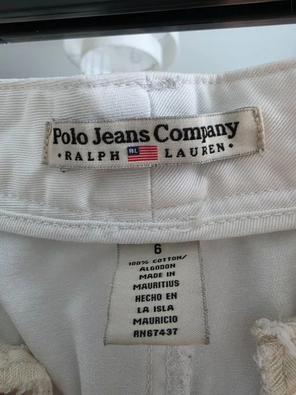Vintage Polo Jeans Ralph Lauren White Cotton Twill Shorts Size 6 Y2K - Image 4