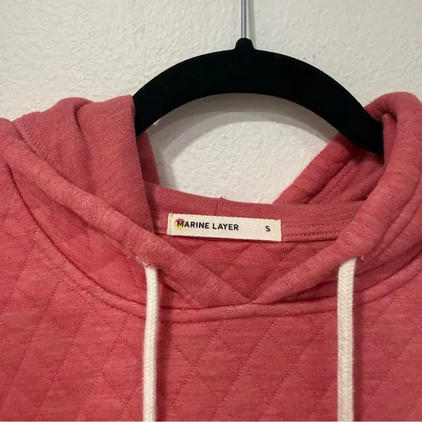 Marine Layer Corbet Quilted Hoodie in Pink Heather S - Image 3