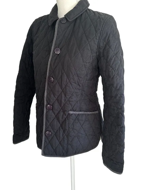 LL BEAN Vintage Black Quilted Jacket Size 0 - Image 4