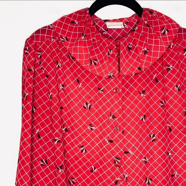 Vintage 70s Koret Flounced Ruffle Collar Blouse Size 12 - Image 4