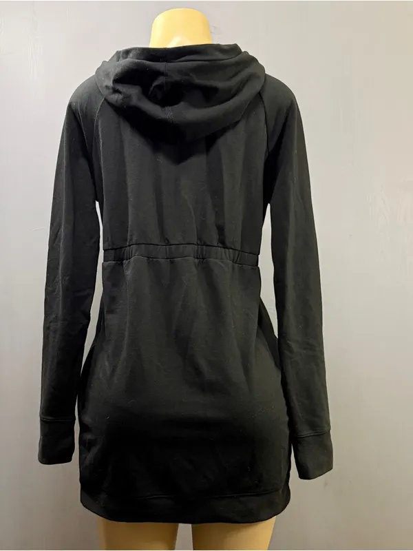 Isabel Maternity by Ingrid & Isabel Black Utility Jacket Hoodie Thumb Holes M - Image 3