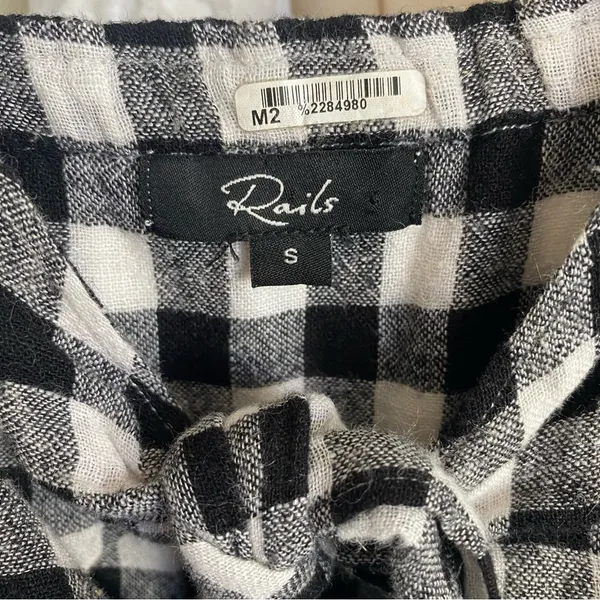 Rails Black & White Gingham Plaid Front Tie Cutout Sleeveless Mini Dress Small - Image 7
