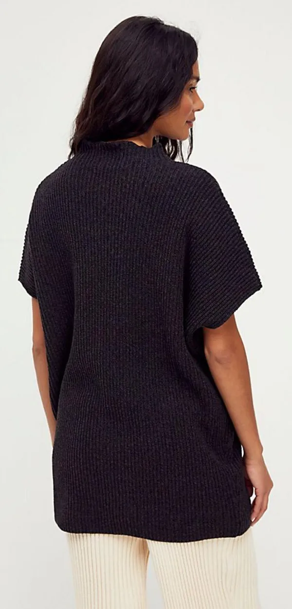 Free People FP Beach Dress Mango Sweater Mini Oversized Ribbed Knit Black M - Image 2