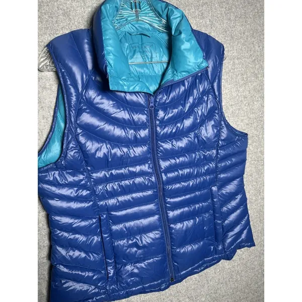 Bernardo Large Womens Vest Goose Down Puffer Blue Sleeveless‎ Zip Packable - Image 5