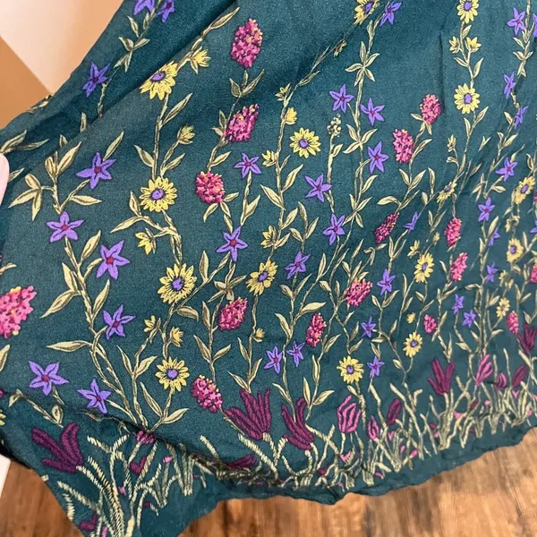 Y2K 1990's green floral tie back maxi dress - Image 3