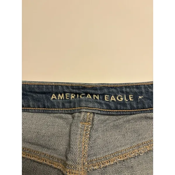 American Eagle Outfitters Distressed Jeans Plaid Flannel Patch Size 6 High Rise - Image 6